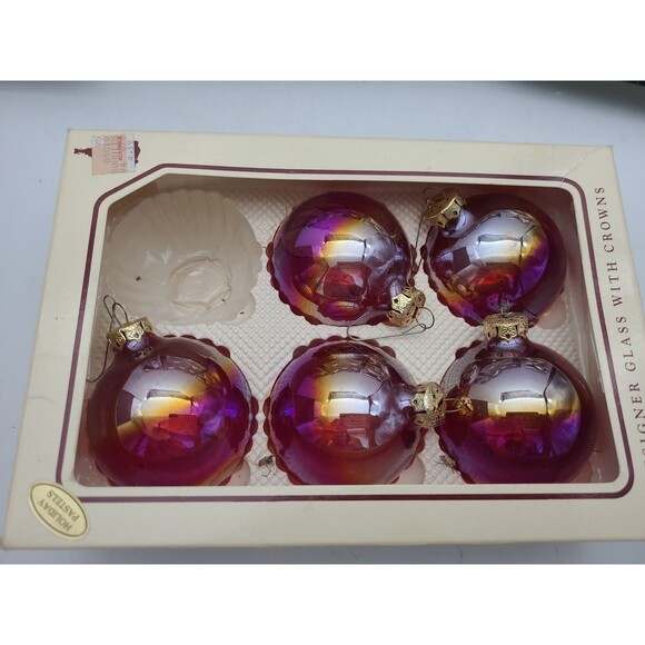 Mixed Lot 27 Christmas By Krebs Glass Ornaments Blue Gold Red Brown Opalescent - Picture 5 of 11
